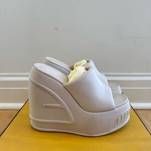 Fendi Cream Platform Sandals